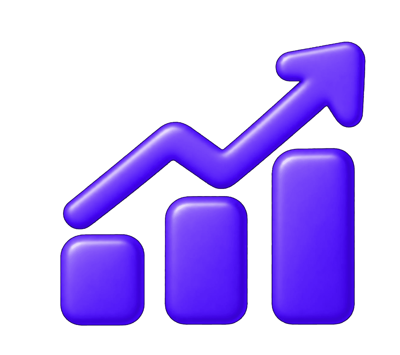 Grow business icon - 3D growth bars with arrow